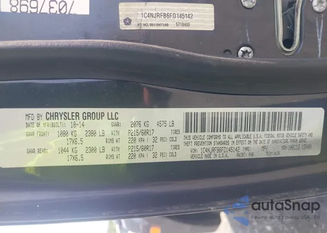 2015 Jeep Patriot High Altitude Edition из США, поврежденный, VIN 1C4NJRFB6FD145142